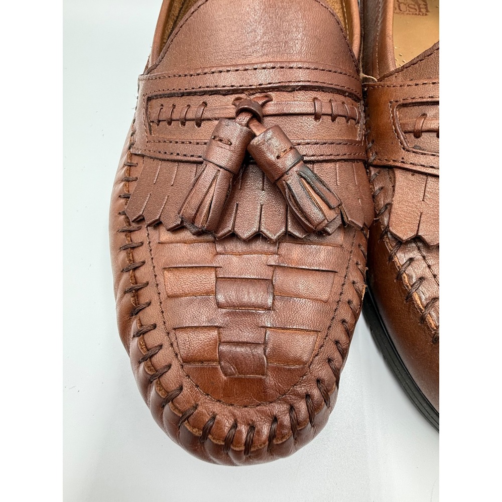 Nunn Bush Mohican Loafers Mens 9 M Brown Leather Kiltie Tassel Woven Shoes - Picture 3 of 8